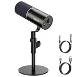 TONOR Microfono Dinámico USB/XLR, Profesional PC Micrófono con Soporte de Escritorio para...