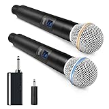 HUACAM Micrófono de Mano inalámbrico con Receptor Recargable, Adecuado para Karaoke, Canto,...