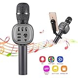Beschoi Micrófono Karaoke Bluetooth Portátil con Altavoz Incorporado y LED Luz de Color y...